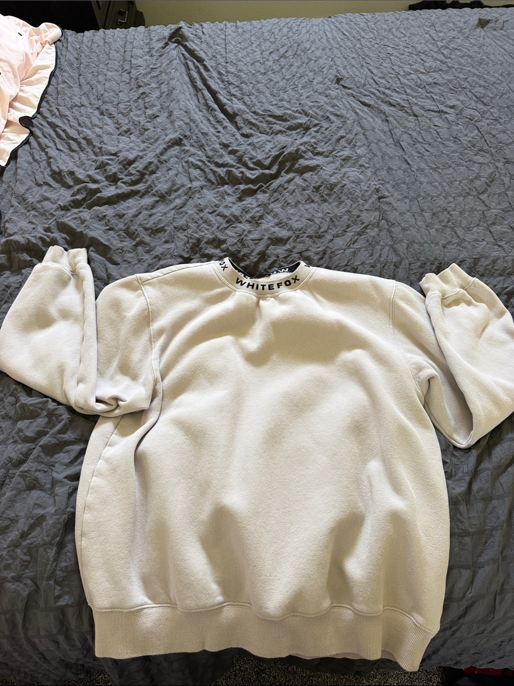 White Fox Boutique Cream Logo Crewneck Sweatshirt